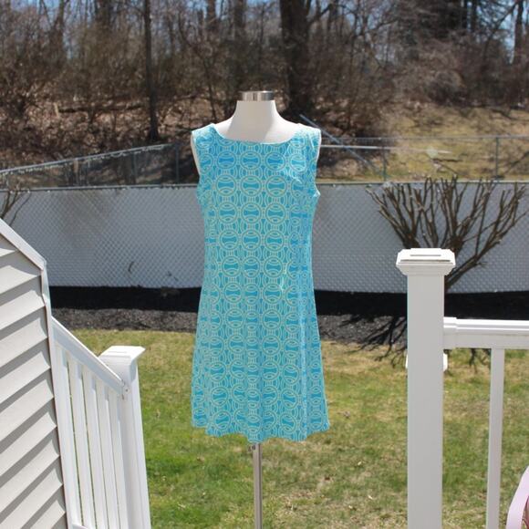 Top It Off Women's Sleeveless Midi Dress Aqua Groovy 60s Style Size M - Picture 6 of 11